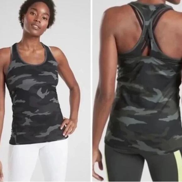 Athleta Limitless Camo Keyhole Racerback Workout Out Tank Top XS - Picture 1 of 6